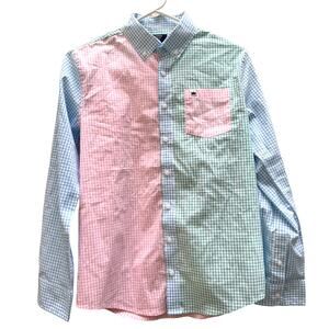 NEW Crown & Ivy Colorblock Plaid Button Down Shirt Pink Blue Green Boy's Large